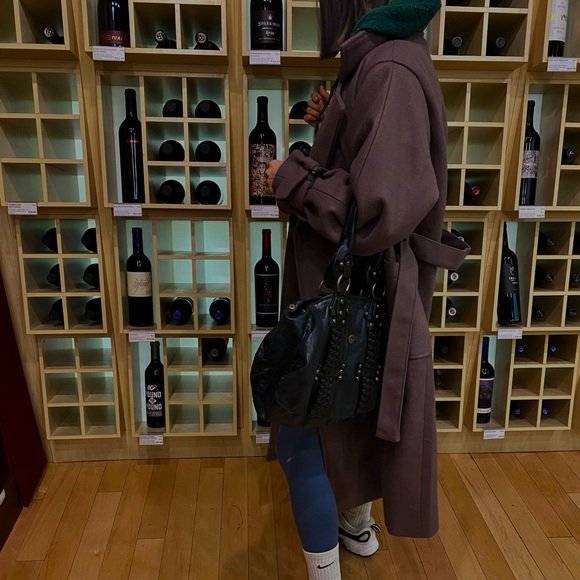 Taupe brown korean oversized belted coat - Picture 2 of 4